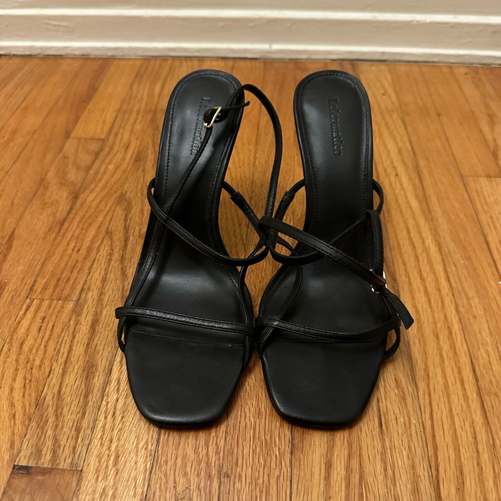 Reformation black strap heel size 9